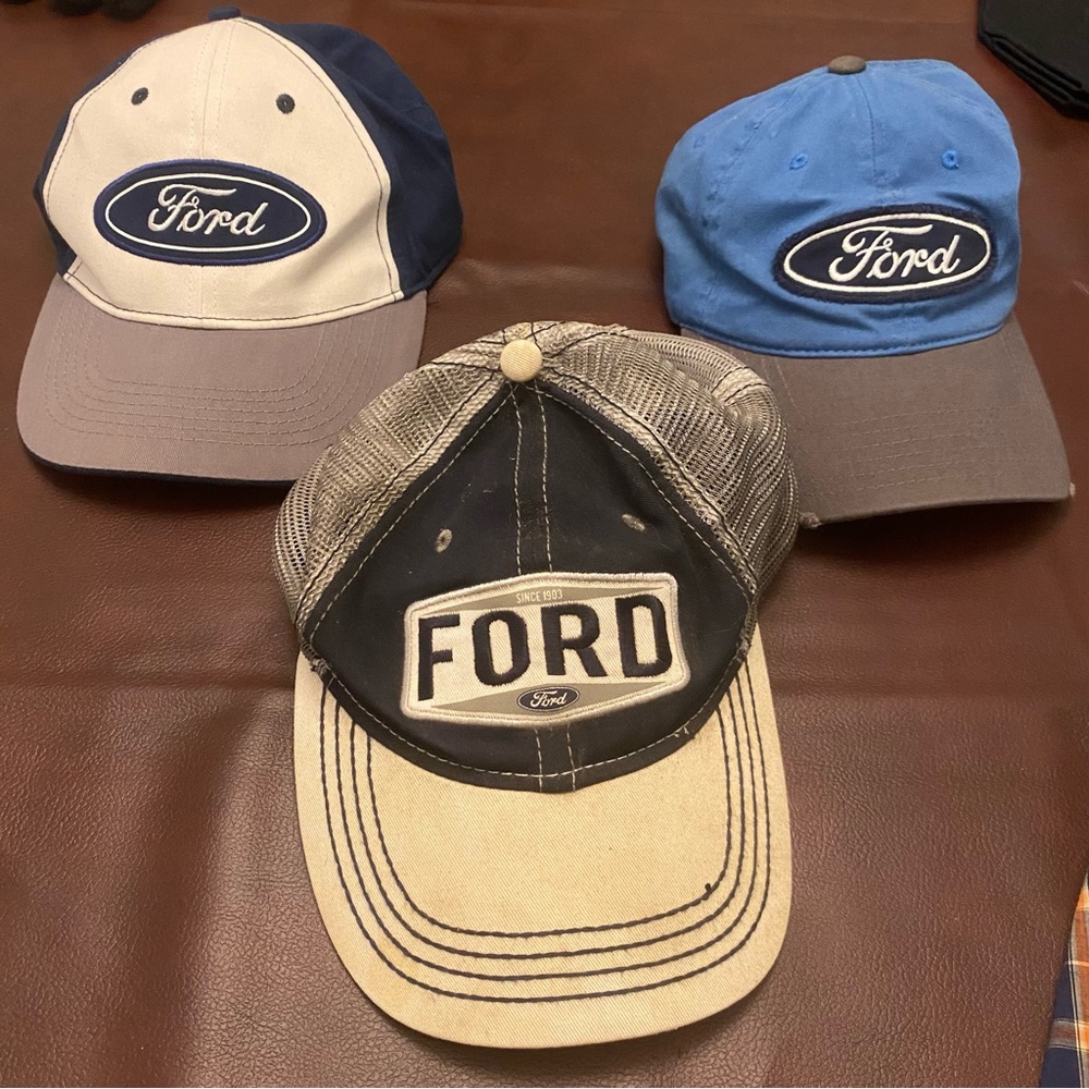 Ford Trio of Men's Baseball Caps in Blue, Navy & Gray